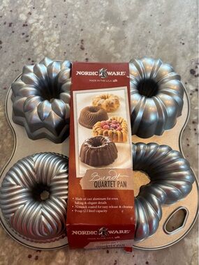 Nordic Ware Metallic Silver Mini Bundt Quartet Baking Pan